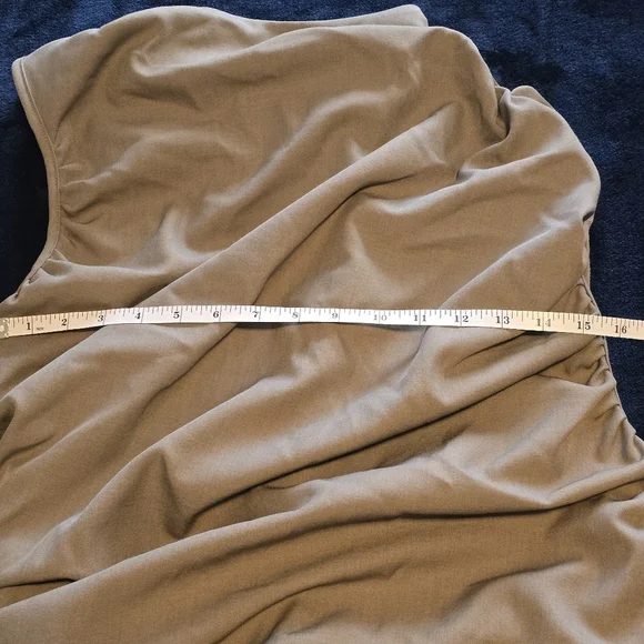 PLT Label Dark Taupe Tailored Extreme Ruched Asymmetric Top Size 12 - Picture 13 of 16